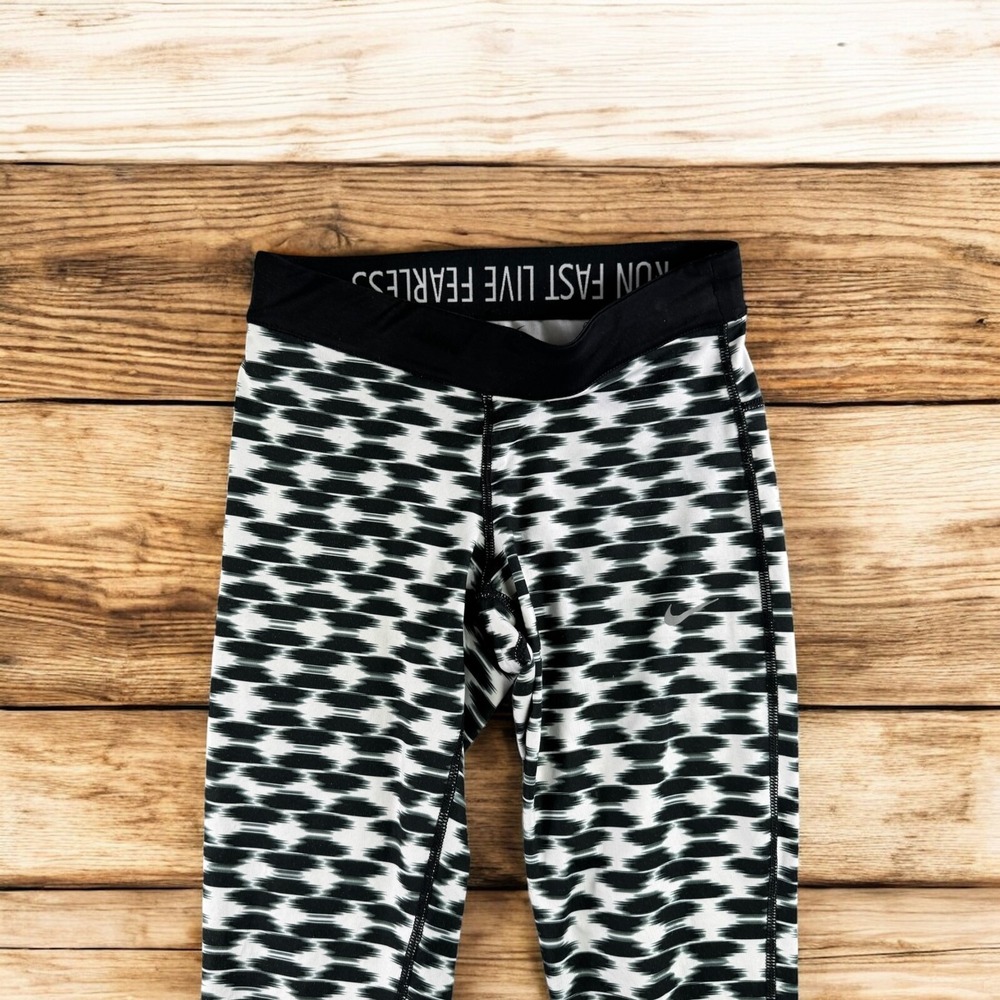 Nike Leggings Women XS Gym Running Geometric Dri Fit  777408‎ 010 Pockets Drawst